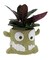 Snaggle Tooth Green Halloween Planter with House Plant -4" Green Ceramic Pot